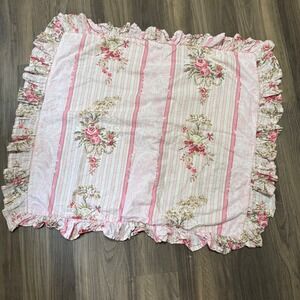 Vintage Neiman Marcus‎ Pink Floral Ruffled Sham Cottagecore Coquette Romantic